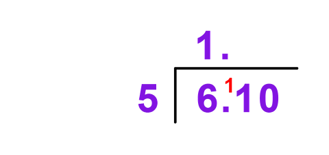 'Bus stop' sum showing 6.10 being divided by 5.