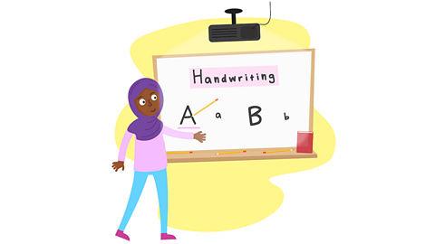 Handwriting being taught in an English lesson.