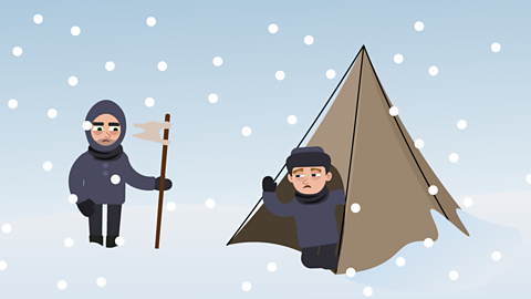 Oates stood outside in the blizzard with Scott waving from a tent.