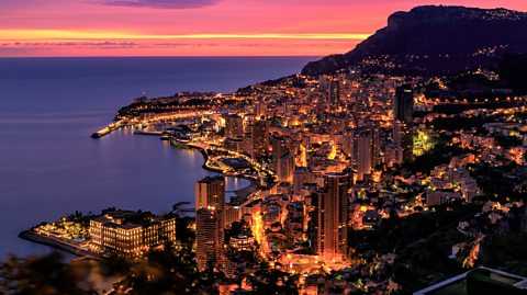 The Principality of Monaco at sunset