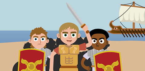 Roman soldiers on a beach
