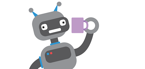 A robot holding a cup of tea.