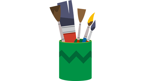 Paintbrushes in a pot