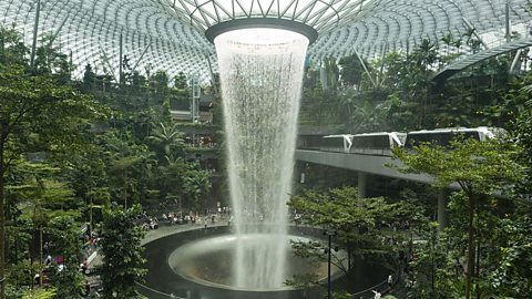 Rain Vortex, the world's tallest indoor waterfall in Singapore