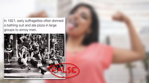 An image showing suffragette from 1921 tucking into fruit pies, although some people claimed they were eating pizza