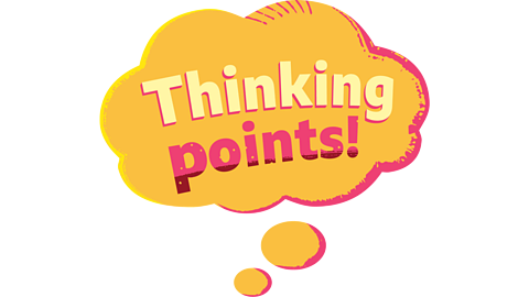 Light orange thought bubble that says Thinking Points!