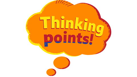 Orange thought bubble that says Thinking Points!