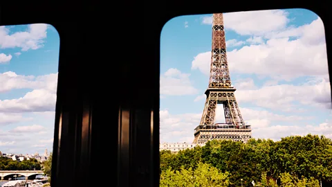 Getty Images View of the Eiffel Tower through a train window (Credit: Getty Images)