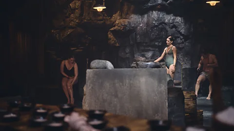 Sky Lagoon Sky Lagoon's dark stone interiors paired with soft lighting and cave-like spaces are inspired by Iceland's volcanic terrain (Credit: Sky Lagoon)