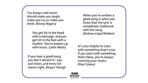 Quotations about what makes a good song