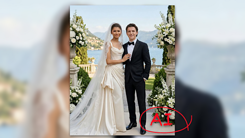 One of the AI generated photos showing the "wedding" of Tom Holland and Zendaya 