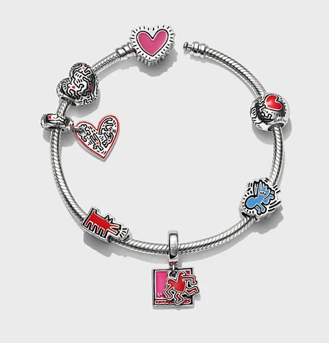 Pandora Pandora's 2022 Haring jewellery range received criticism for not highlighting his sexuality or activism (Credit: Pandora)
