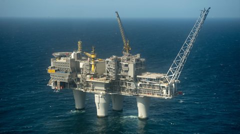 The heaviest man-made mobile object, the Troll A offshore gas platform, sits in the middle of the North Sea. Its platforms are deep in the water and the station has a lot of scaffolding and multiple levels