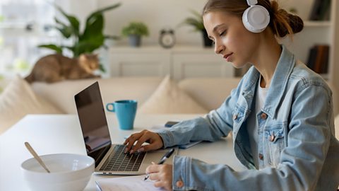 Student working productively.