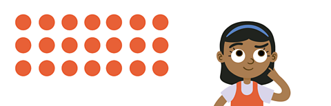 An array showing 3 dots by 7 dots.