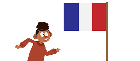 A young boy and a French tricolore