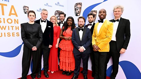 The cast of BBC series Ghosts attending the BAFTA ceremony