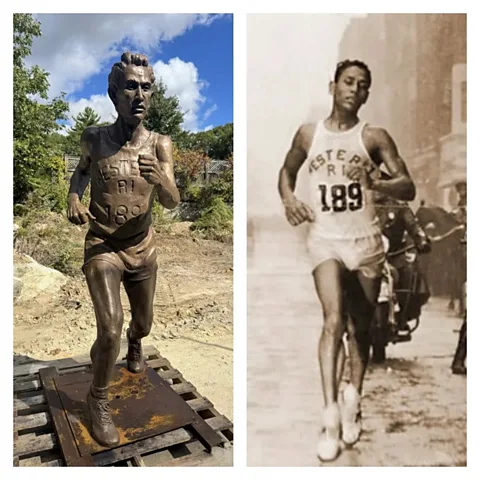 Tarzan Brown Memorial Fund A new statue of Brown now stands at Westerly's Wilcox Park (Credit: Tarzan Brown Memorial Fund)