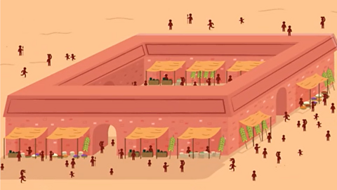 A Maya market from above.