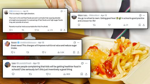 Positive comments from social media users about banning deep-fried food in schools.