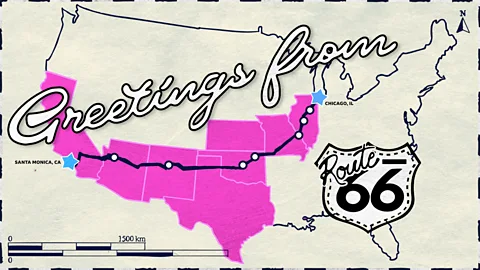 Serenity Strull/ BBC From Chicago to Santa Monica, Route 66 traces one of the US's most famous cross-country journeys (Credit: Serenity Strull/ BBC)