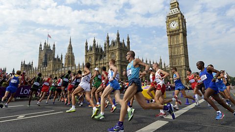 Runners going past Big Ben.