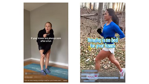  TikTok posts discussing the impact of running on your knees