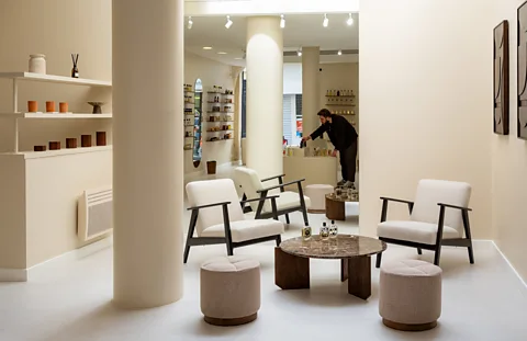 Hervé Lassïnce / BBC The modern-styled Univere Parfumerie hosts fragrance events and carries coveted niche brands (Credit: Hervé Lassïnce / BBC)