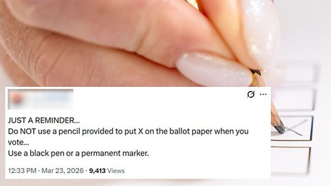 An image showing X posts concerned about pencil on ballot papers being erased
