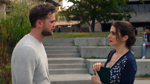 Netflix In the dark comedy Vladimir, Rachel Weisz is a middle-aged professor who has a crush on her younger colleague (Leo Woodall) (Credit: Netflix)