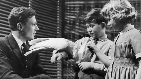 Sir David Attenborough with the then Prince Charles and Princess Anne.