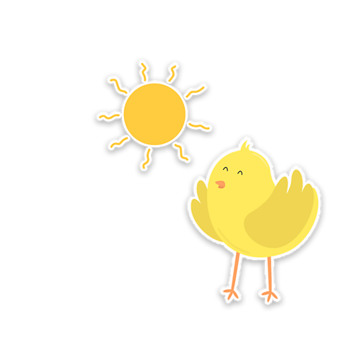 A cartoon chick and the Sun.