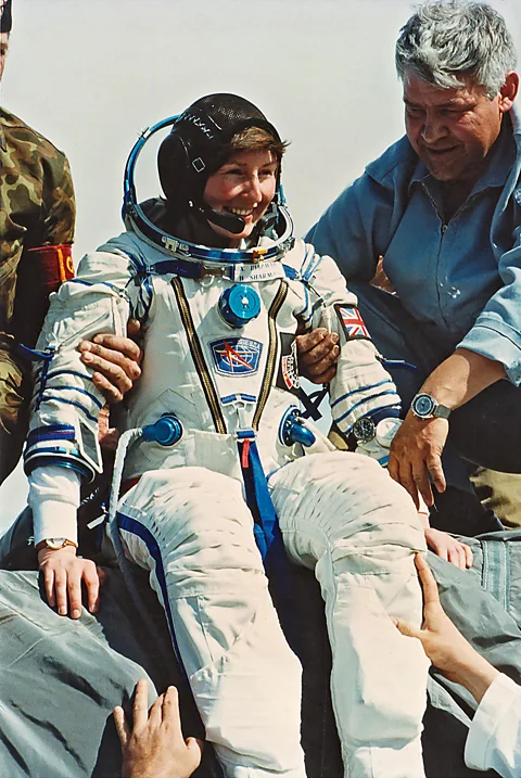 Courtesy of Helen Sharman British astronaut Helen Sharman returning from the Mir space station, 1991 (Credit: Courtesy of Helen Sharman)