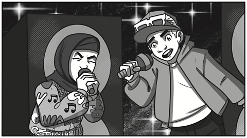 two children rapping on stage