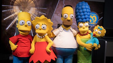 An image showing The Simpsons - Bart, Lisa, Homer, Marge and Maggie