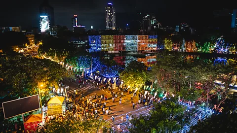 Nazly Ahmed Each May, Colombo erupts in colour as streets, temples and public spaces are draped in lanterns and elaborate light displays for Vesak (Credit: Nazly Ahmed)