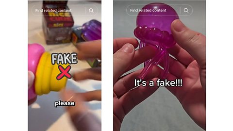 An image showing two squishie toys that the buyers believed to be fake