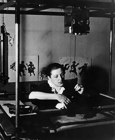 Getty Images Reiniger placed her silhouette figures flat on a glass plate, lit from below (Credit: Getty Images)