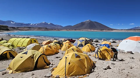 World's Highest Marathon Participants in the World's Highest Marathon faced 100km/h winds and -30C windchill before even reaching the start line (Credit: World's Highest Marathon)
