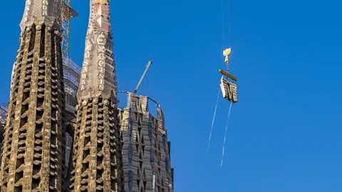Getty Images The use of pre-fabricated stone panels dramatically sped up construction of Sagrada Família (Credit: Getty Images)