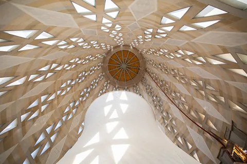 Getty Images The interior of several of Sagrada Família's towers act as giant skylights allowing light into the church below (Credit: Getty Images)