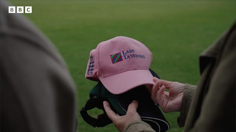 A pink 'Lady Taverners' ECB cap