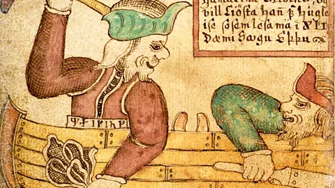 Getty Images An illustration of the Norse god Thor in a fishing boat (Credit: Getty Images)