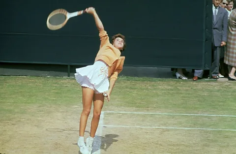 Getty Images In the early 1960s Maria Bueno shocked Wimbledon officials when she wore pink underwear on court (Credit: Getty Images)