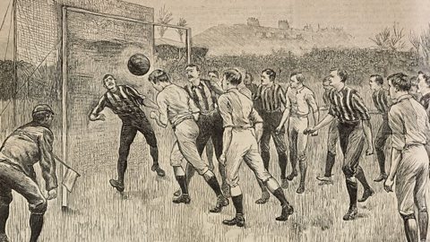 Engraving from The Illustrated London News of a football match in 1891