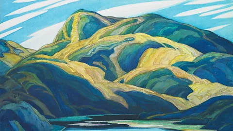 Alamy Detail of mountain and blue sky in Franklin Carmichael's Lone Lake (1929) (Credit: Alamy)