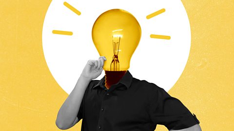 A man with a lightbulb in place of his head, demonstrating the concept of thinking/ideas.