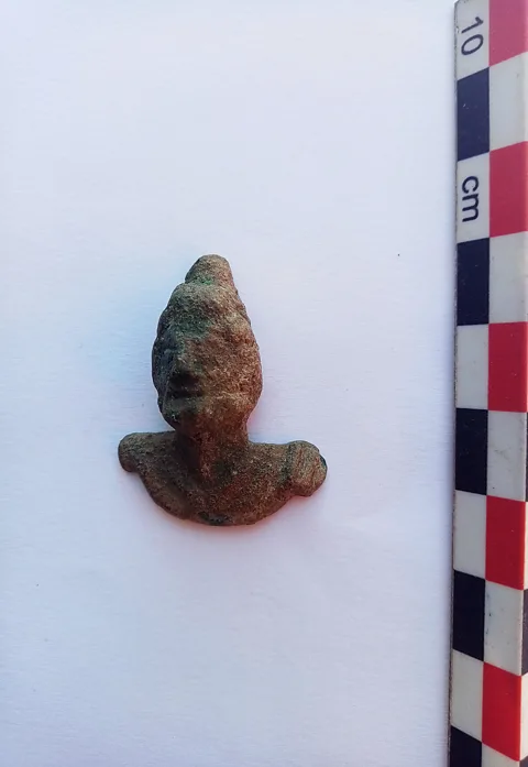 Christina Marabea A miniature bronze bust of Odysseus was also found at the School of Homer (Credit: Christina Marabea)