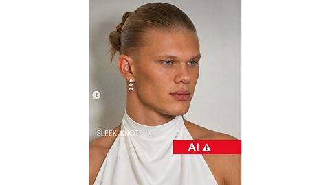 An AI image showing Erling Haaland as a bride with hair in a bun
