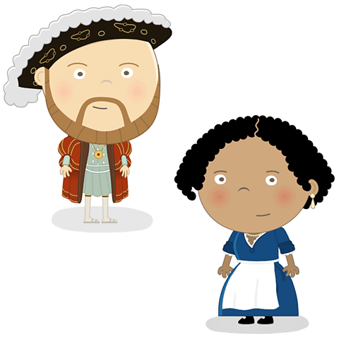 A cartoon version of Henry VIII and Mary Seacole